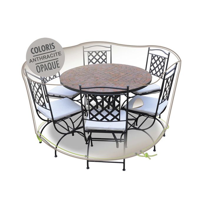 Housse de protection Cover Air pour table ronde + 6 chaises - Ø 160 x 70 cm - Jardiline Housse de protection Cover Air pour table ronde + 6 chaises - Ø 160 x 70 cm - Jardiline