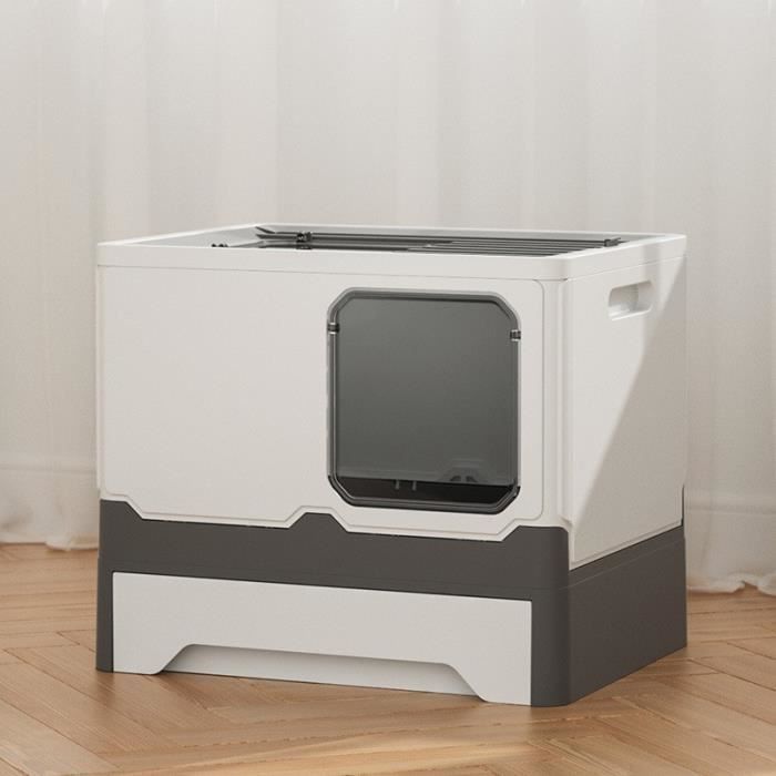 Comparer les prix de KEDIA. Bac à Litière pour chat, Maison de Toilette pour Chat gris et blanc, 45*35*38cm