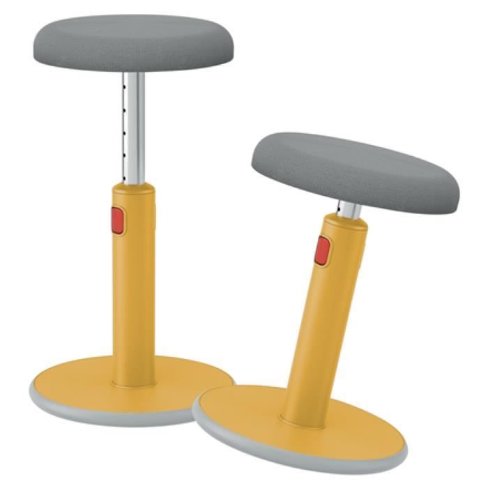 tabouret ergonomique ergo cosy active 2 en 1 - leitz - jaune - bureau - réglable en hauteur - intérieur