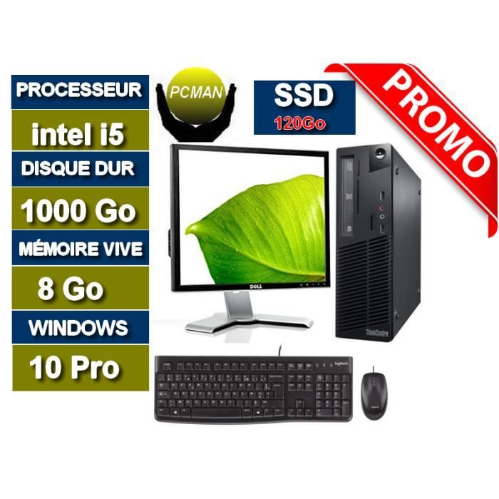 Achat Ordinateur de bureau Ordinateur bureau LENOVO ThinkCentre M72E- CORE i5 3470- 3.20 ghz - RAM 4 Go démarrage sur un SSD 120 pas cher