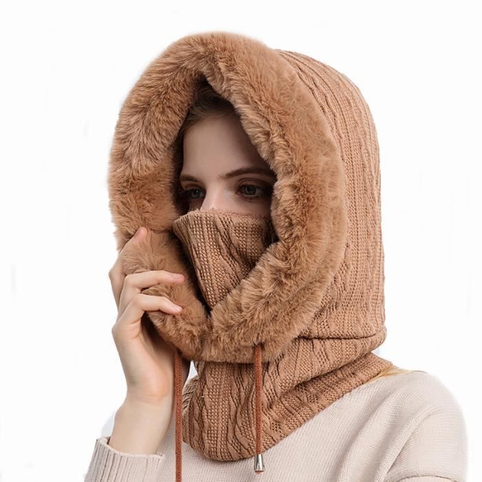 Cagoule Femmes d'hiver,Cagoule d'écharpe de Couverture de Visage, Cagoule de Ski de Course Coupe-Vent pour Hommes-KAKI