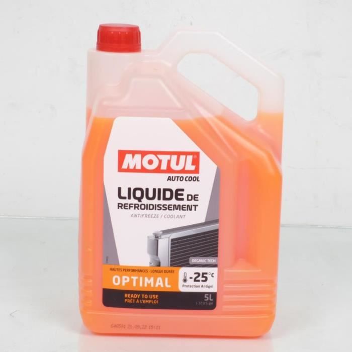 Liquide refroidissement Auto bidon 5L Motul Optimal orange -25°C organic tech