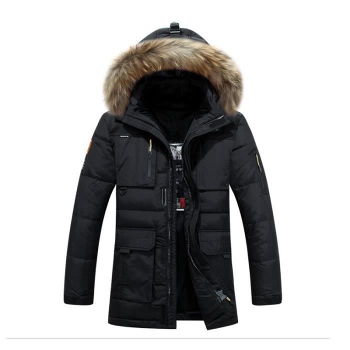 Doudoune à capuche homme Marque Luxe imprimé col en fausse fourrure  Vêtements de epaississant Mode avec petit logo Vêtement Masculin Noir -  Cdiscount Prêt-à-Porter