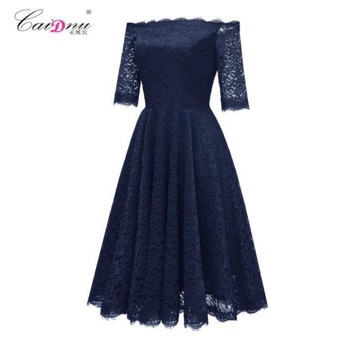 Robe Femme Dentelle Confortable Classique Nouvelle Mode elegant Chic Glamour Bleu GOGUQ Bleu Cdiscount Pret a Porter