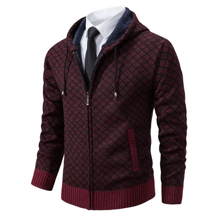 Gilet Homme Cardigan Zippé KUDORO Pour Homme - Maille épaisse - Col Montant - Coupe Slim Eden Park Homme