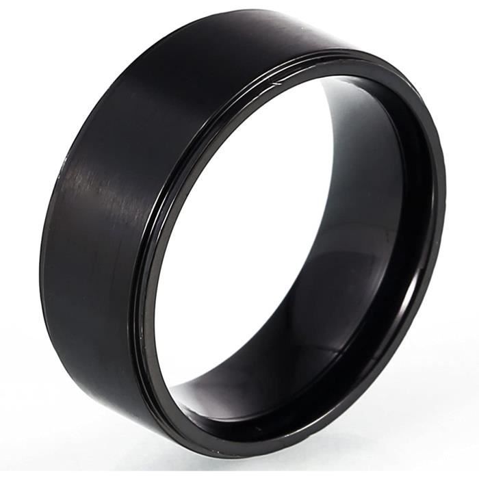 Lot De 55 Bagues Homme Acier Inoxydable Et émail Noir - Tailles 17mm à 21mm, Neuf