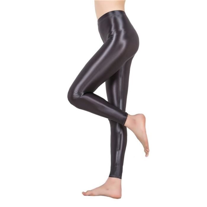 Pantalon satin store noir brillant femme