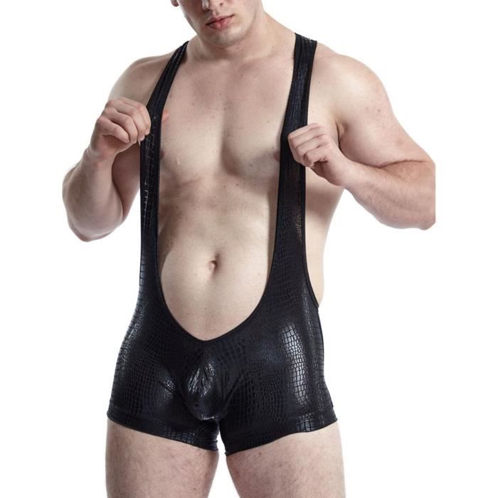 Inhzoy Body Homme Sexy Boxer Brillant Wetlook Sous-Vêtements
