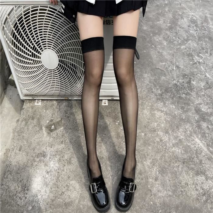 2 Paires Bas Porte-Jarretelles Dentelle Noire - Résille Florale Femme - Sans Entrejambe - Nylon/Élasthanne