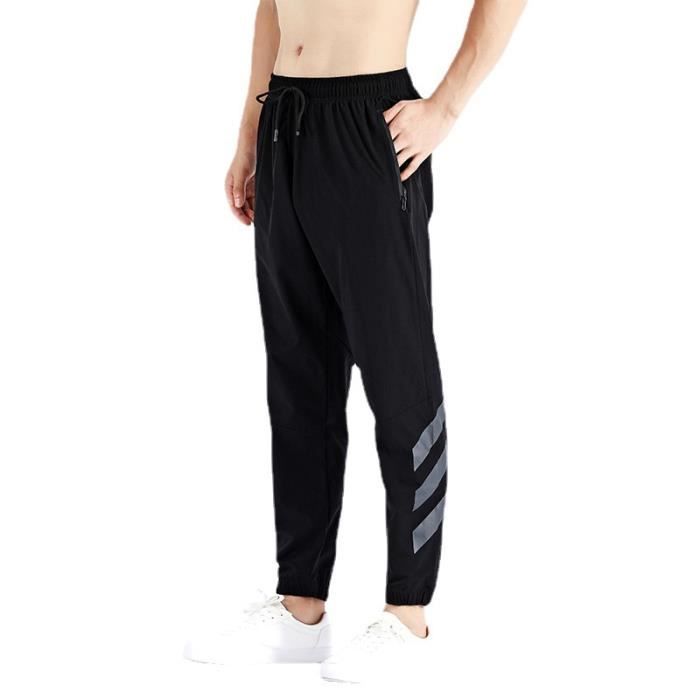 Pantalon Homme Sport Stretchavec Poches zippees Imprime Respirant Jogging Noir Cdiscount Pret a Porter