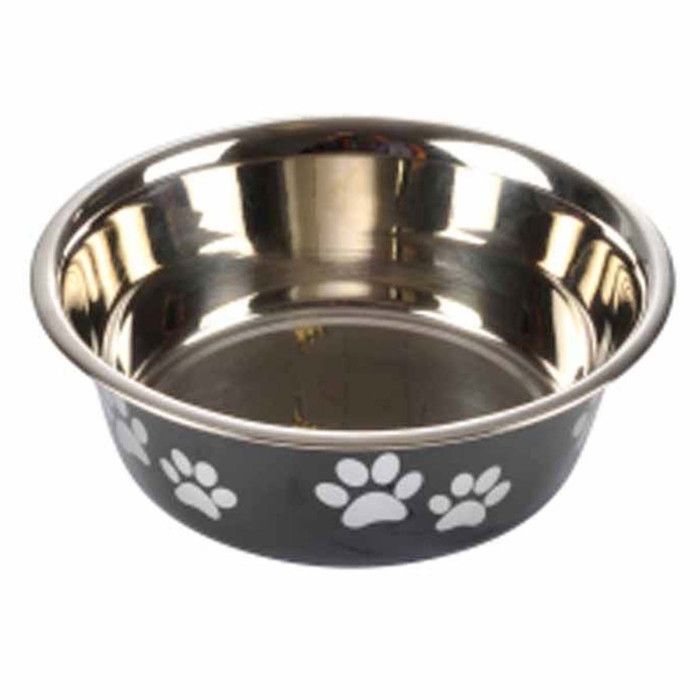 Meilleurs prix pour Gamelle Pour Chien & Chat "motifs Pattes" 17cm Noir - Paris Prix