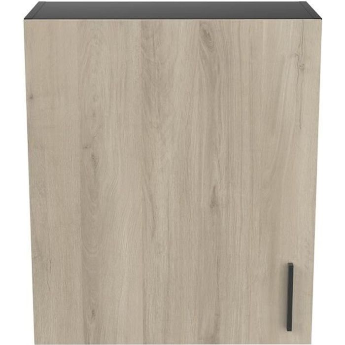 meuble haut de cuisine pegane - chêne kronberg/noir mat - 60x30x70 cm - contemporain - design