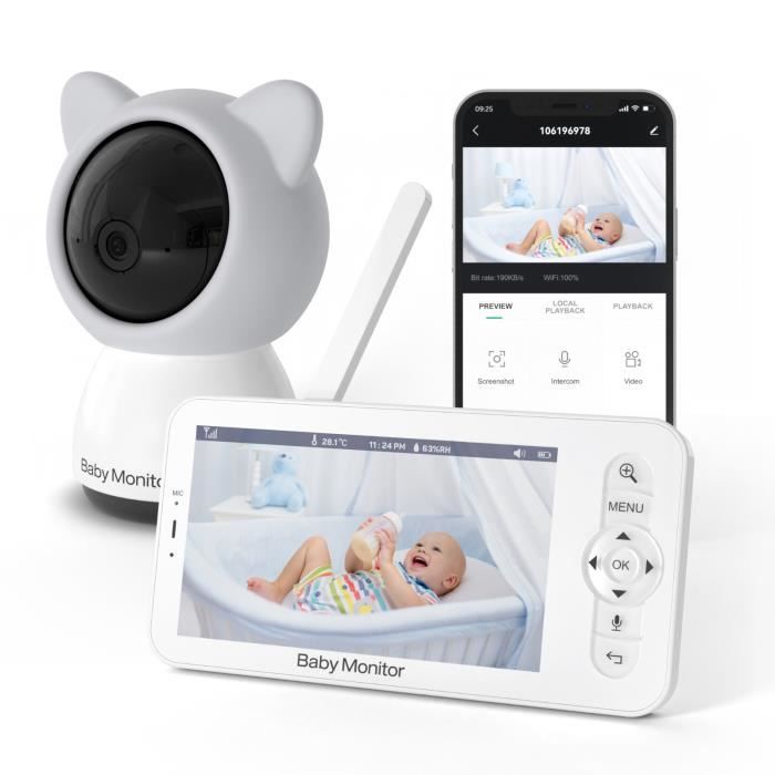 BOIFUN 2K 5 Babyphone Caméra Wifi Babyphone Vidéo Surveillance Camera Bebe  avec Smartphone App Control Vision Nocturne - Cdiscount Puériculture &  Eveil bébé