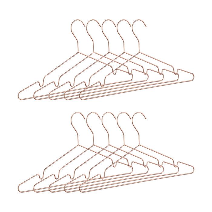 Relaxdays Cintres à vêtements en rose doré lot de 10 pour costume pantalons chemise encoches en métal cuivre