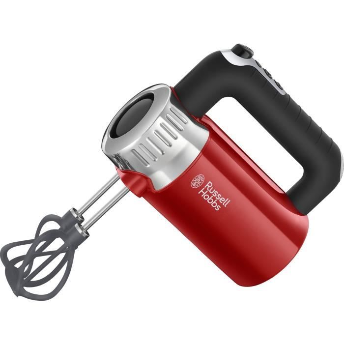 Batteur Rétro - RUSSELL HOBBS 25200-56 - 500 W - Rouge - 4 Vitesses réglables et fonction turbo