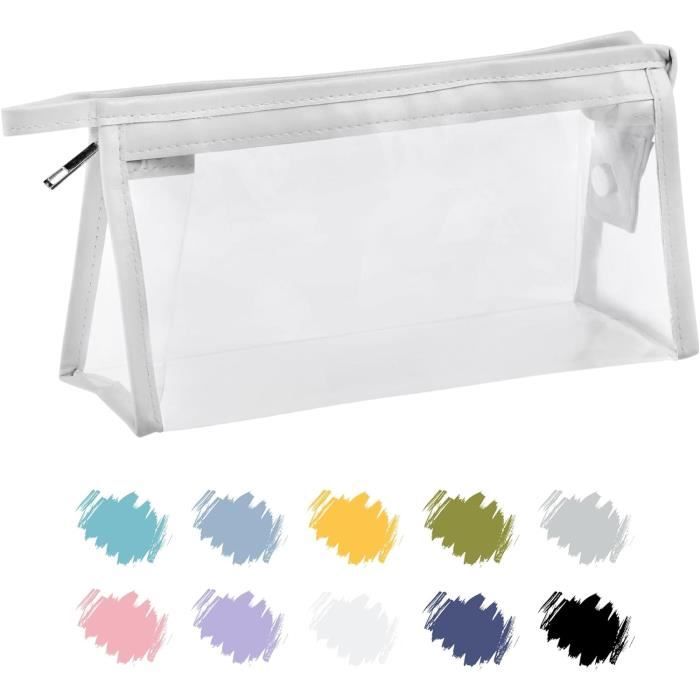 Trousse Scolaire Transparente Rose - Pochette Maquillage, Fournitures Bureau, PVC