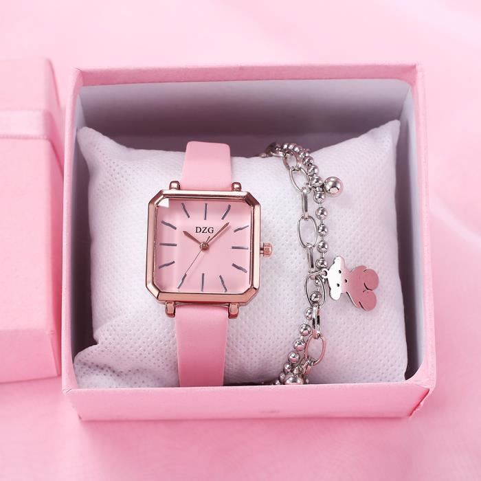 Coffret montre enfant fille bracelet petit ours cadran carr