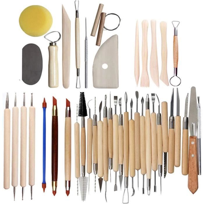 CHESSO Kit d'outils Poterie, 61PCS Outils de Sculpture Argile pour  Travailler Argile Polymère Bougies Outils Modelage Céramique pour Peinture  sur