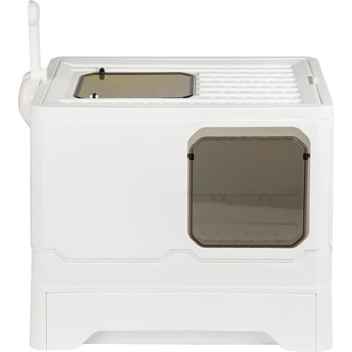 Meilleurs prix pour Bac à Litière pour Chat,Grande Maison de Toilette Chat Pliable avec Couvercle,Bac de Tiroir et Pelle à Litière,Portable,WC pour 80