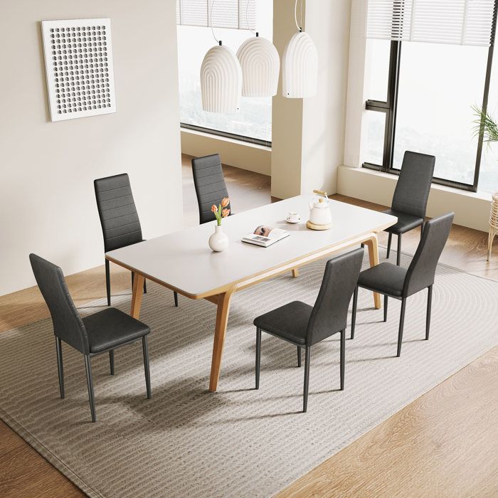 Yaheetech Lot De 6 Chaises De Salle à Manger En Tissu Haut Dossier