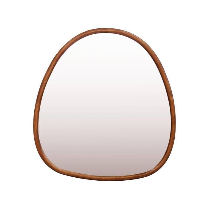Miroir organique en bois de sapin 75cm couleur noyer CHARLIE L 75 x l 70 x E 3cm