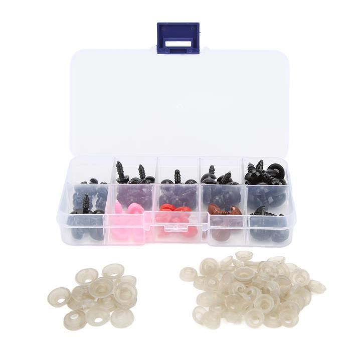150 Yeux De Sécurité Noirs Pour Peluches Et Amigurumis - Taille 12mm à 30mm, Avec Rondelles - DIY Et Création