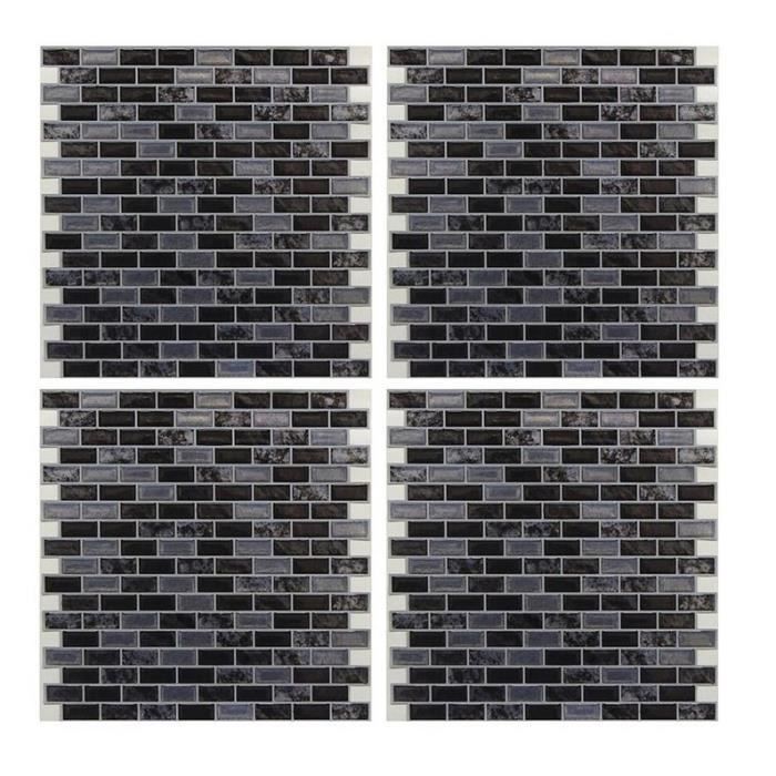 Faience adhésive Marbre Noir - 16 carreaux - 4 x 26x26 cm ...
