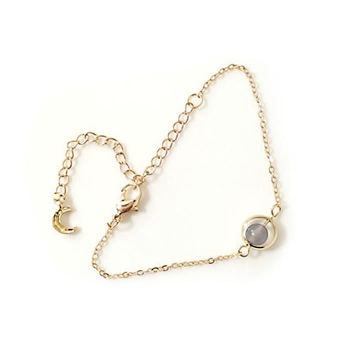 Morchic Bracelet réglable avec mini perles en pierres semi