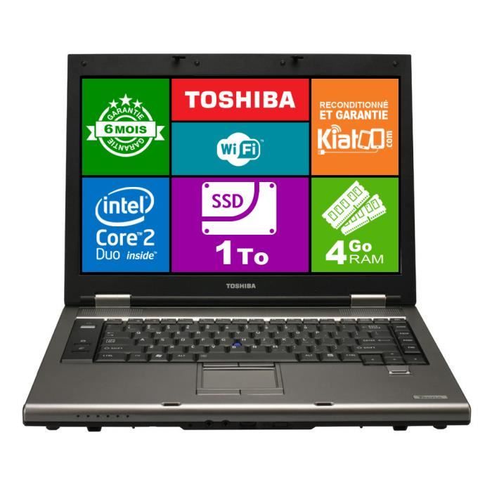 Top achat PC Portable ordinateur portable 15 pouces TOSHIBA TECRA A9 core 2 duo,4 go ram 1 to ssd disque dur,windows 7 pas cher
