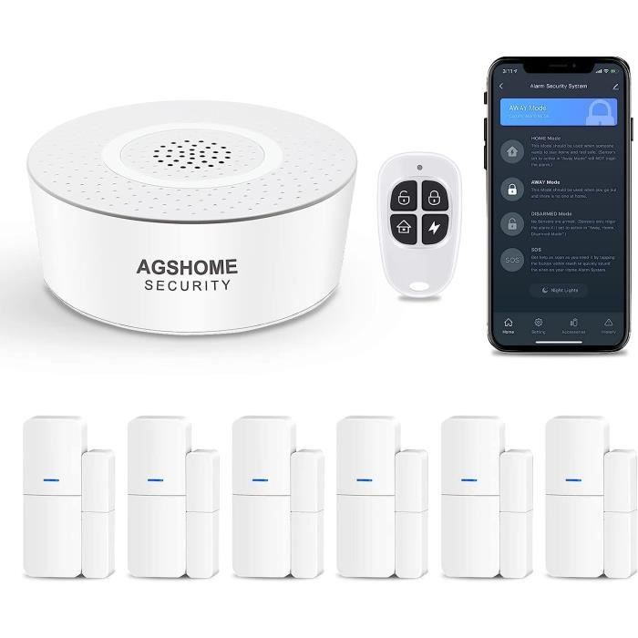 Systeme d'alarme Maison WiFi + GSM, HUXGO HXA003, + Sirène sans Fil, 7X