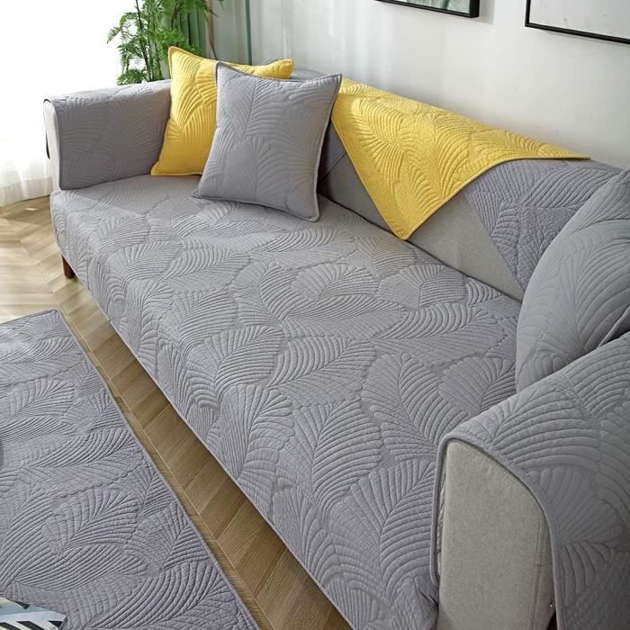 Housse De Canapé Réversible 180x230 Cm - Polyester, Lavable, Motif Décoratif Gris - 11