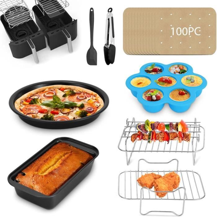 Zenithyr Lot De 2 Accessoires Friteuse à Air Chaud - Moule Gaufré Silicone Compatible Ninja AF400EU AF451EU SL400EU AF500DE