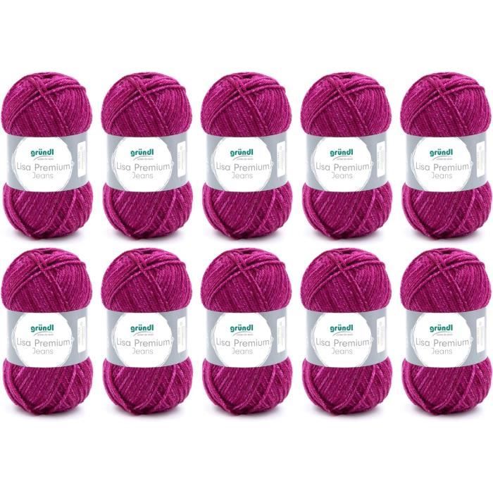 Laine Lisa Premium Color Gründl - 10 Pelotes 50g/133m, 100% Acrylique, Dégradé De Couleurs, Pour Tricot/crochet - 6