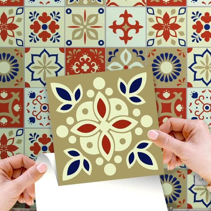 Carrelage Mural Autocollant PVC Motif Maroc - 24 Pièces 15x15cm - Violet Rose - Neuf