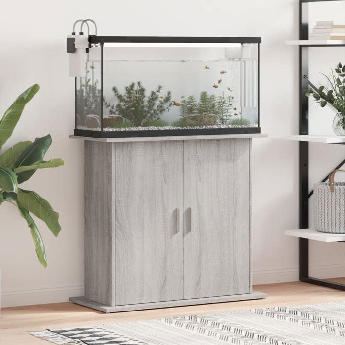 vidaXL Support pour aquarium sonoma gris 81x36x73 cm bois dingénierie 833605