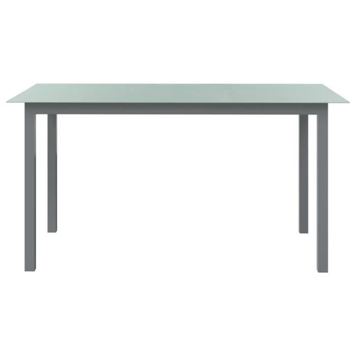 Table de jardin Gris clair 150x90x74 cm Aluminium et verre 312204