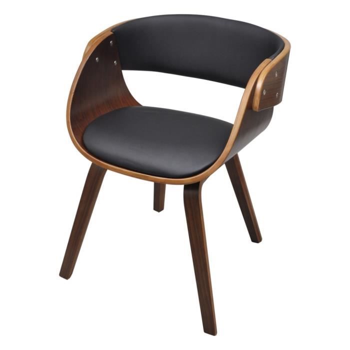 chaise de salle à manger en bois courbé et similicuir - vidaxl - campagne - marron - 1 place