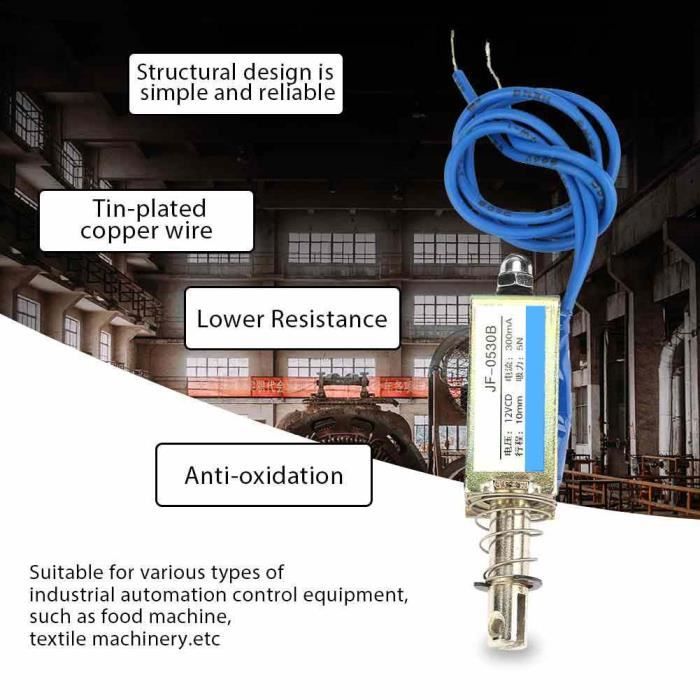 Electro Aimant Push-pull Mágnesszelep JF-0530B Löket 10mm, DC 24V, 300mA, 5N électroaimant Push-pull