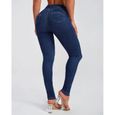 Jeans Femme Taille Elastique Coupe Skinny Confortable,Bleu1-1