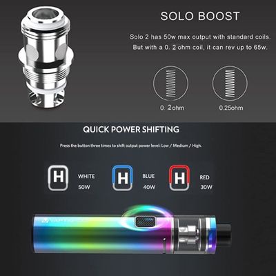 Solo 2 Kit Tout-en-un Cigarette lectronique 3000mAh Batterie 50W Vape Pen  Kit de Dmarrage, Sans E-Liquide Sans Nicotine - Cdiscount Au quotidien