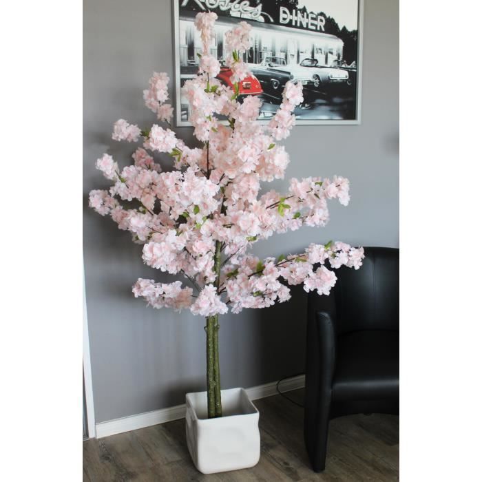 Cerisier Artificiel En Fleurs 180 Cm - Tronc Réaliste, Fleurs Roses - Décoration Intérieur/extérieur - Entretien Zéro