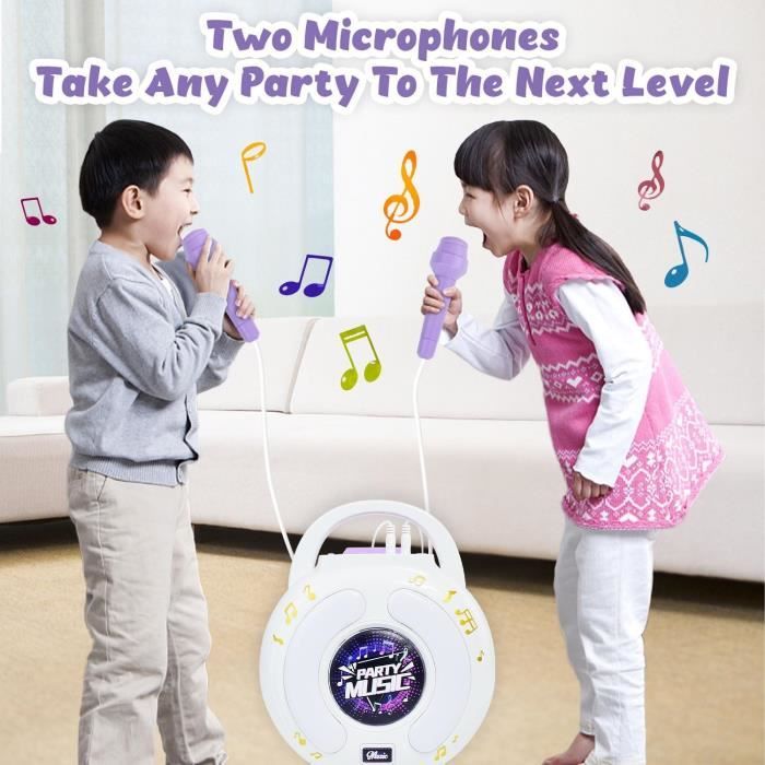 Machine de Karaoké avec 2 Micro sans Fil pour Enfants de 4 à 12