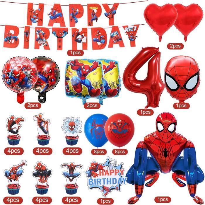 Spiderman Decoration Anniversaire 4 Ans, Kit Anniversaire