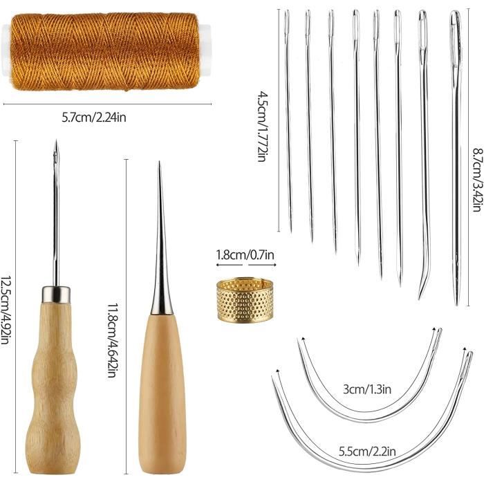 Kit Couture Cuir 25 Pièces ADERTOS - Aiguilles, Fil Ciré & Outils Pour Réparation & DIY