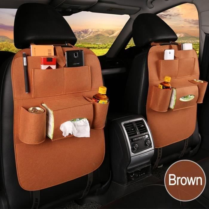 Lot de 2 Organiseur siège arrière de voiture pour enfant avec support pour  tablette avec tapis de kick et siège cover-double brun
