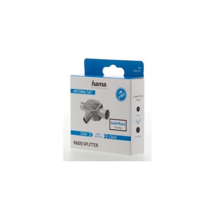 Répartiteur D'antenne Coaxial 2 Sorties - Pour Connecter Deux Téléviseurs Sur Une Prise | Compatible TV Câble Et TNT | Couleur Argent