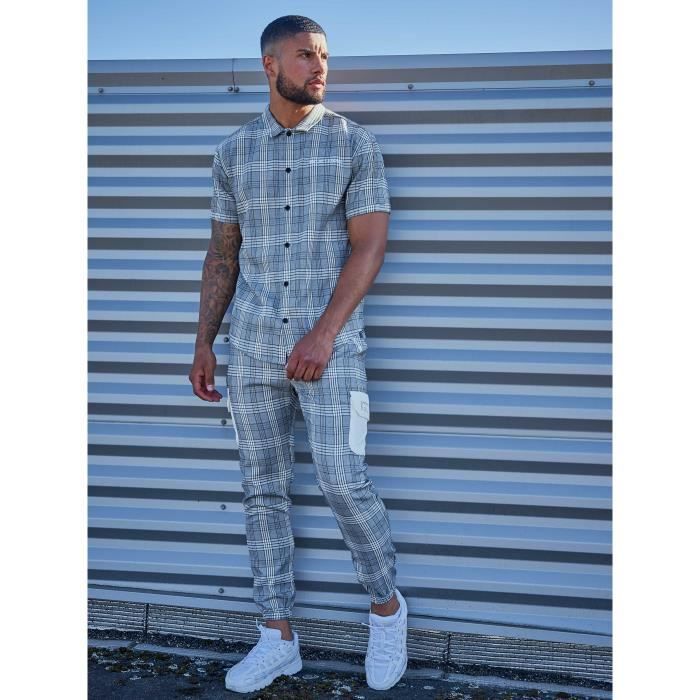 Pantalon a carreaux PROJECT X PARIS Homme Slim Noir