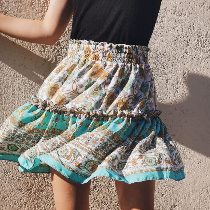 Jupe plissée fleurie courte best sale