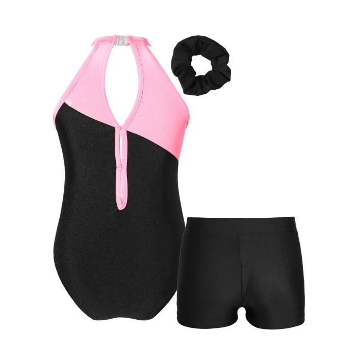 Justaucorps Gymnastique Fille ZNYUNE - Ensemble 2 Pièces Avec Short Et Bandeau - Taille 3-16 Ans - Couleur Dégradé