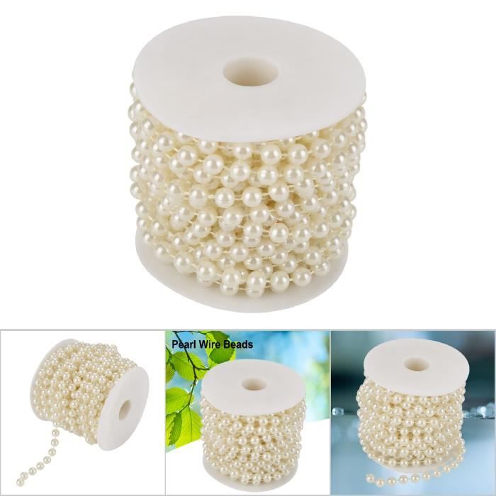 lyrlody Guirlande de perles 10M/Rouleau 4mm ABS Cordon de perles Chaîne de perles décoratives pour mariage, vêtements, rideau, artisanat bricolage (Beis 4mm